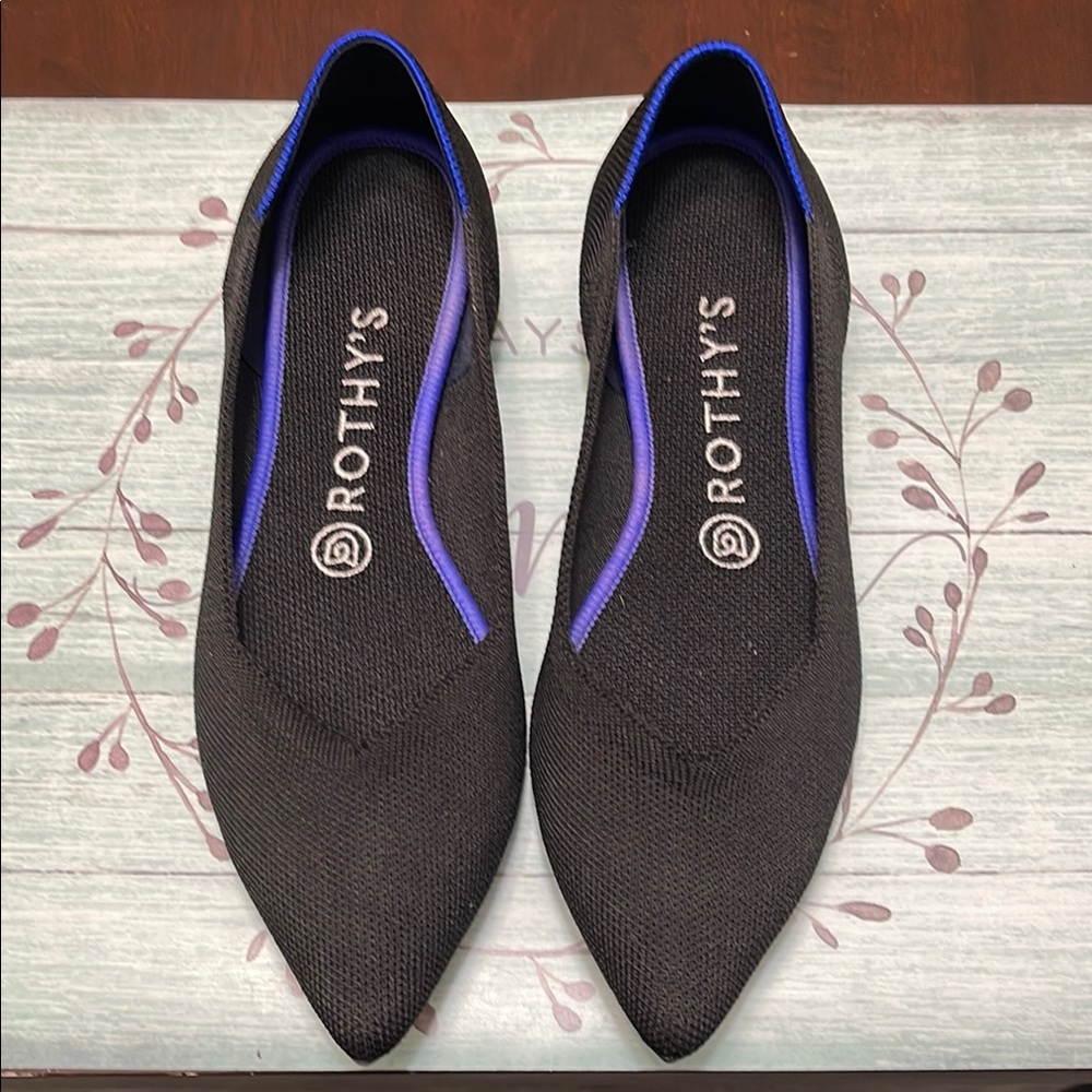 Rothy's Black and Blue Minimalist Flats